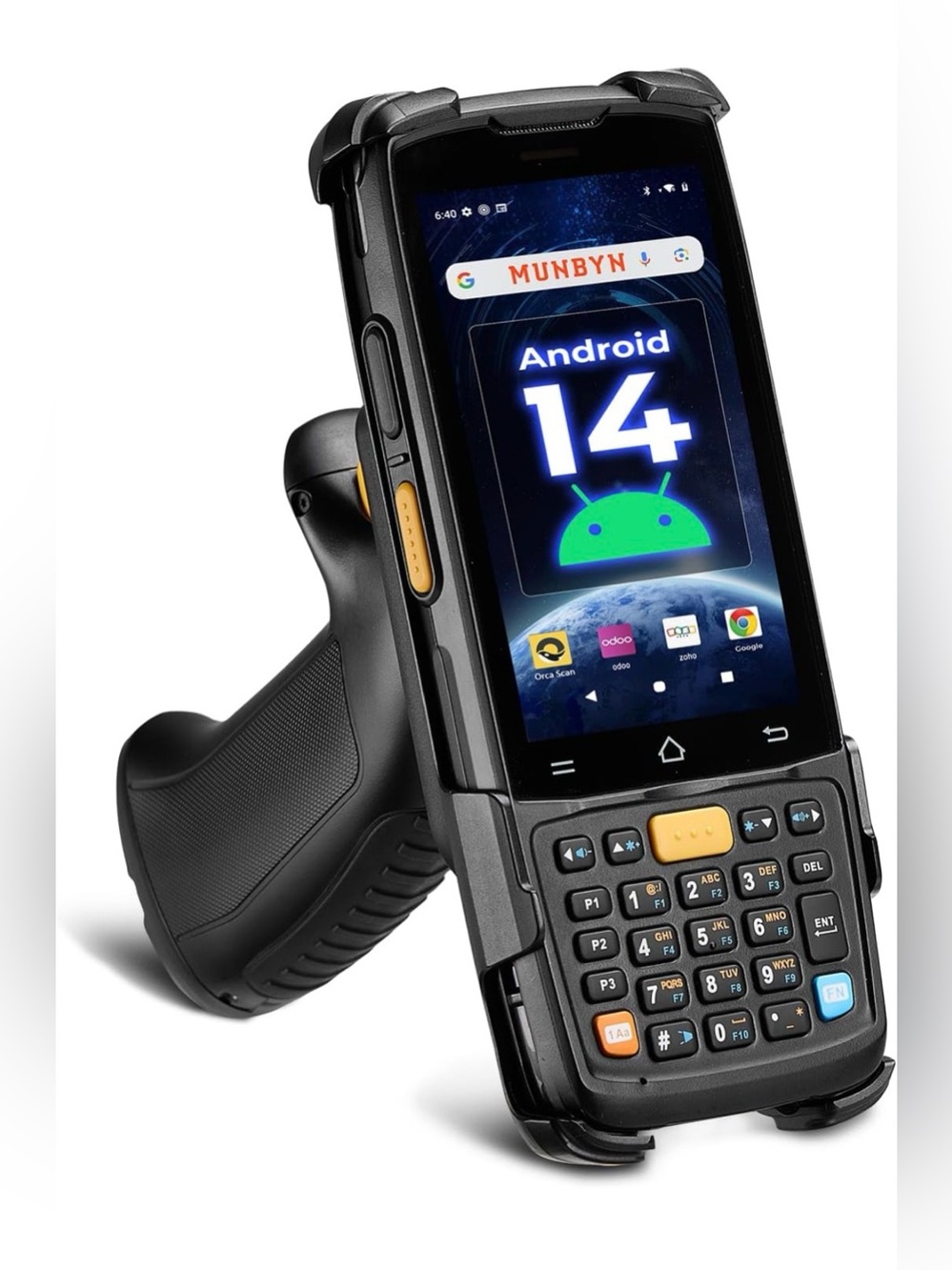 MUNBYN Android 14 Barcode Scanner with Pistol Grip